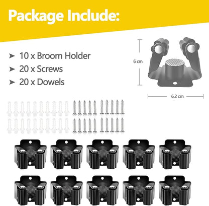 Verdenu 10 Pack Broom Holder Wall Mount, Mop Holder Wall Mounted, Stainless - Image 2