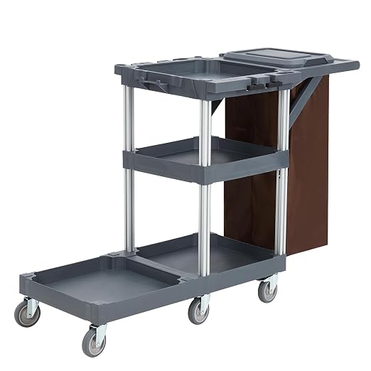 Commercial Housekeeping Utility Cart, Janitorial Cleaning Carts On Wheels - Image 8