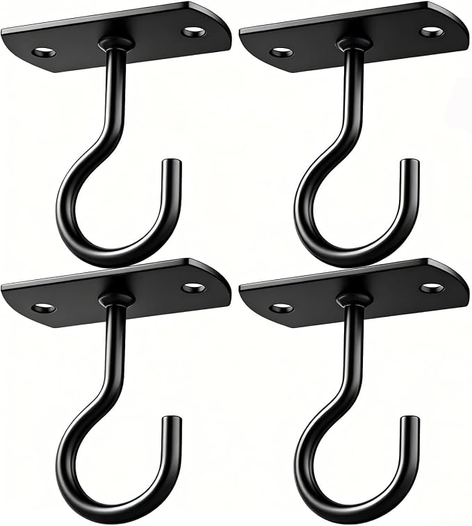4Pack 2.5in Ceiling Hooks for Hanging Plants Black by QualityEfficiency