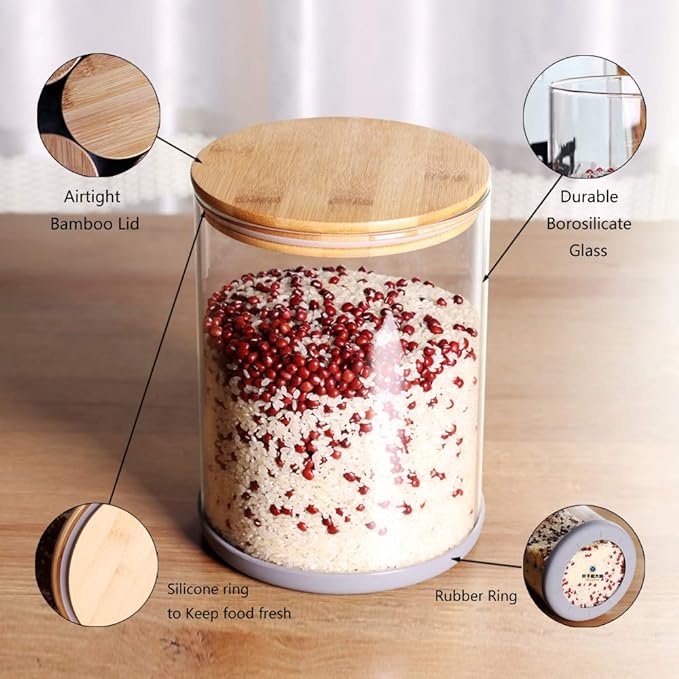 Large Glass Food Storage Container, 100 FL OZ Glass Food Canister - Image 3