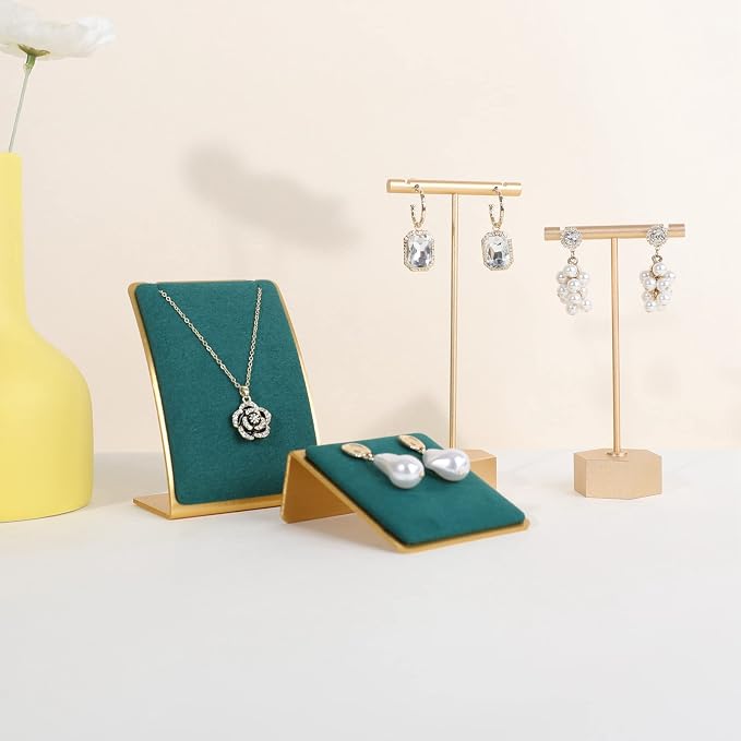 GemeShou Green Necklace display stand, Velvet Jewelry necklace display holder - Image 2