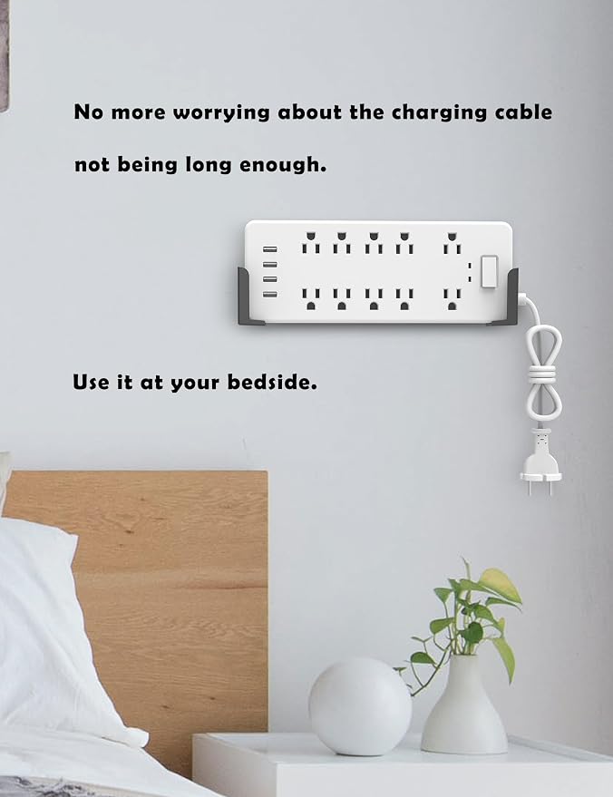 Power Strip Wall Mount Holder, Under Desk Power Strip Holder, Punch Free Socket - Image 5