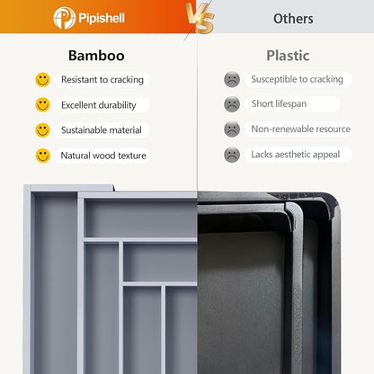 Pipishell Bamboo Expandable Drawer Organizer - Image 6
