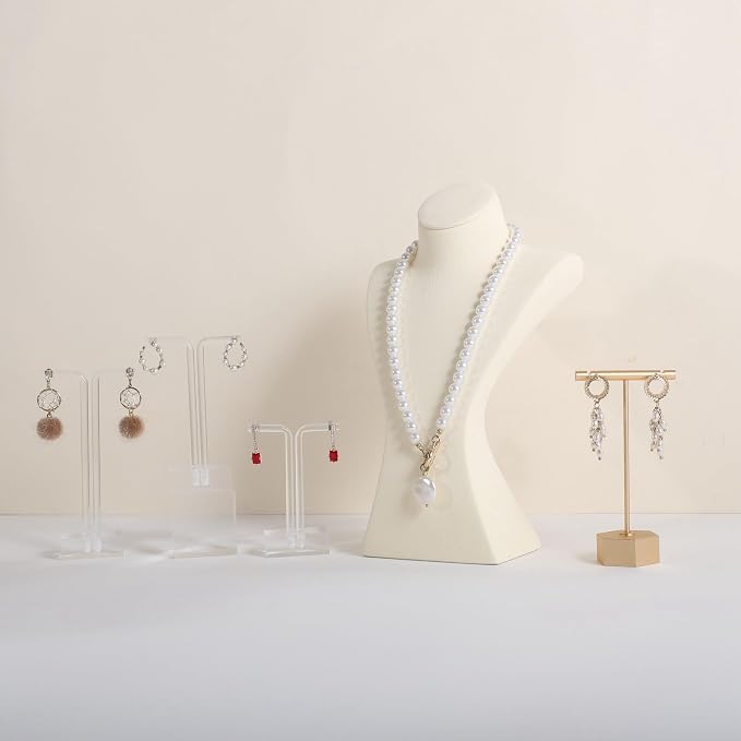 GemeShou Beige necklace storage hanger stand jewelry organizer, Velvet jewelry - Image 3