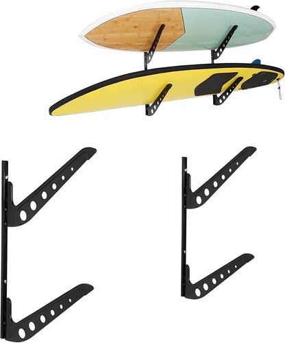 2 Board Surf Rack Wall Mount for Surfboard, Snowboard Storage Adjustable Wall by HIKULAOUTDOORSPORTS