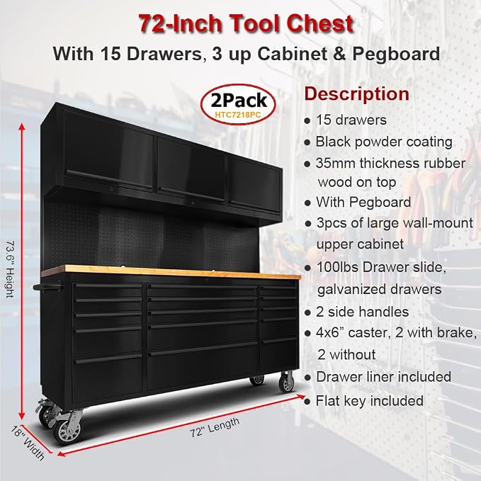 2 Pack - 72" Rolling Tool Chest - Image 2