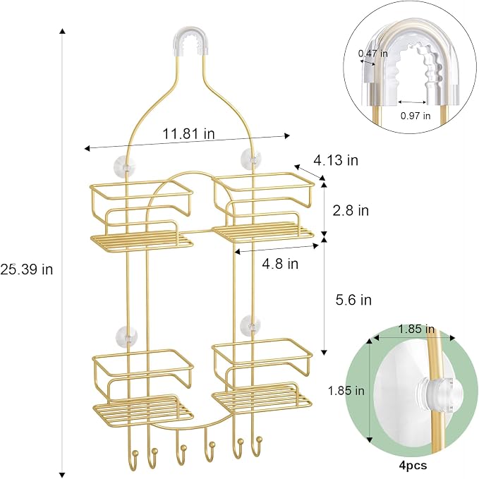 SRIWATANA Shower Caddy Hanging, Bathroom Organizer, No Drilling Shelves Over - Image 7