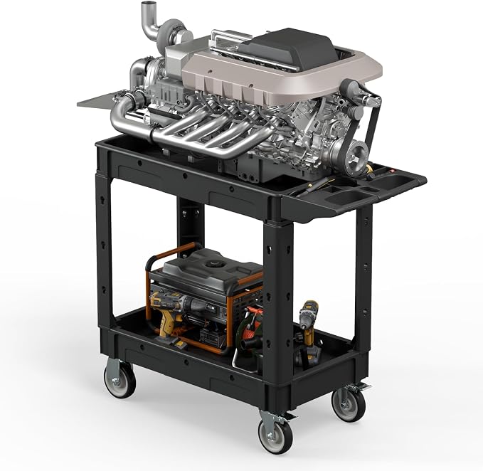 Heavy Duty Utility Rolling Tool Cart, 550 lbs Capacity Plastic Rolling Carts by WanmwillToolOrganizer