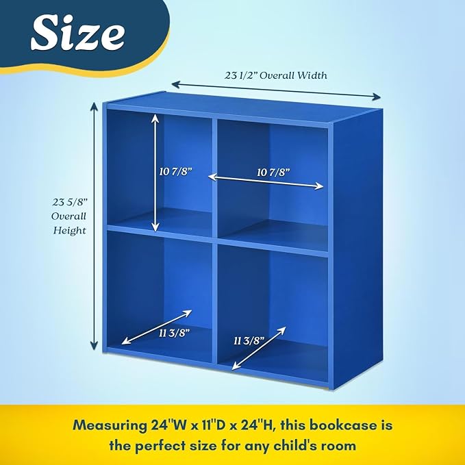 KB Designs - Blue 4 Cube Storage Organizer Book Shelf, Toy Storage Organizer - Image 2