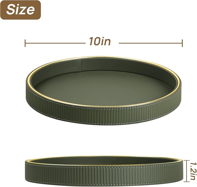 Round Decorative Tray for Coffee Table Decor, PU Leather Coffee Table Tray - Image 7