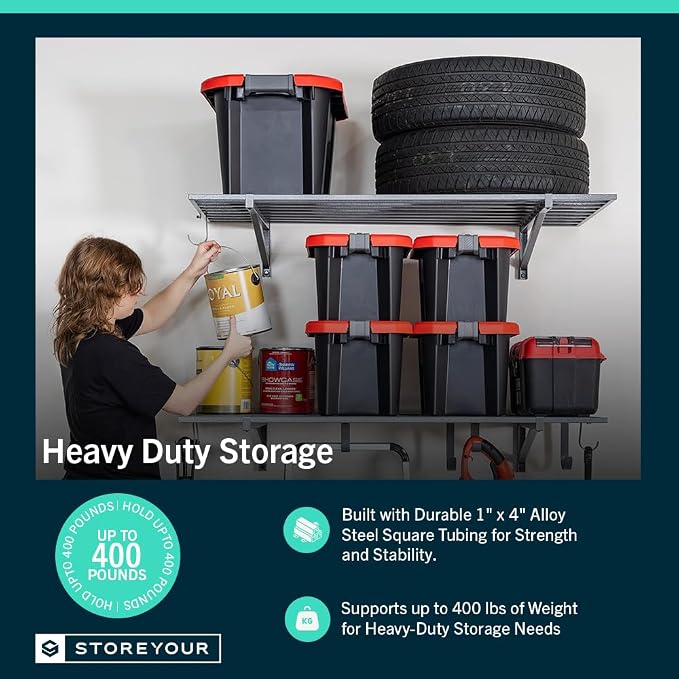 StoreYourBoard Heavy Duty Garage Shelf Wall Mount 1ft x 4ft – Wall-Mounted - Image 4