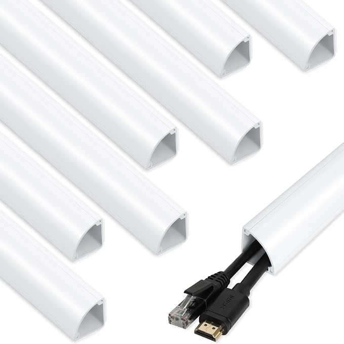 ZhiYo Corner Cable Hider for 3-5 Cords, Wall & Floor Cord Hider 136in White | 8 by ZhiYo