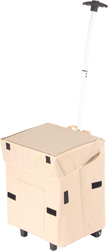 dbest products Smart Cart, Khaki Collapsible Rolling Utility Cart Basket by dbestproductsInc