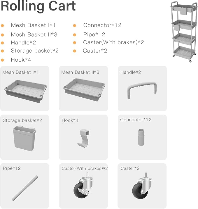 4 Tier Rolling Utility Cart - Image 5
