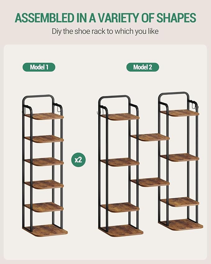 Hzuaneri 6 Tiers Vertical Shoe Rack, Narrow Shoe Tower, Tall Shoes Shelf - Image 5
