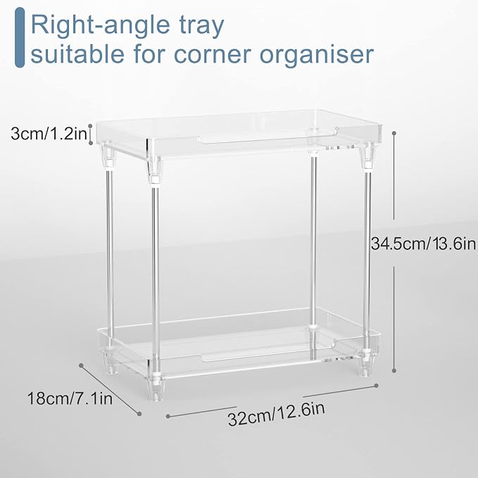 Bathroom Organizer Countertop, 2-Tier Vanity Tray Corner Shelf - Image 2