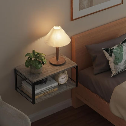 Floating Nightstand Wall Shelf, Wood Bedside Shelf Wall Mounted Nightstand Set - Image 6