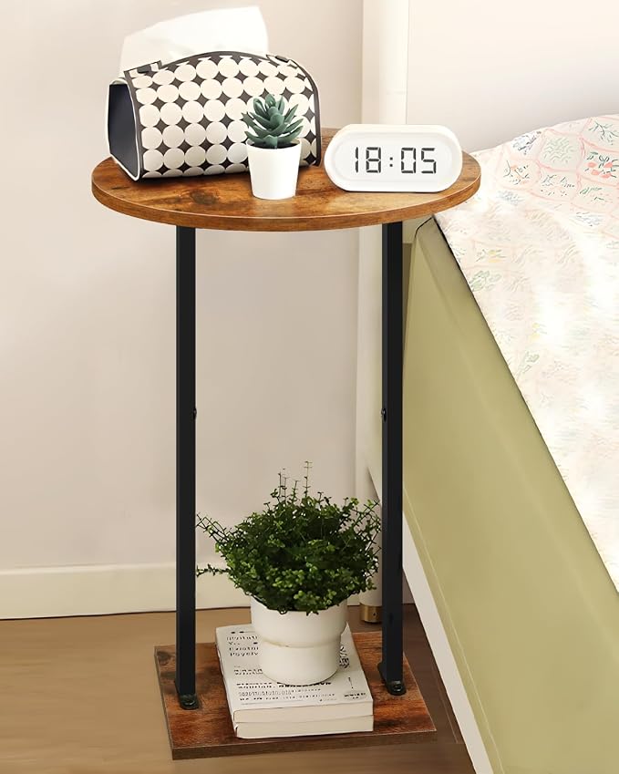 Eufrozy Small Side Table for Small Spaces, 24 inch Wooden Round End Table - Image 9