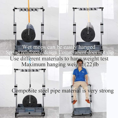Broom And Mop Holder Put Wet Movable Floor-Mounted Mop Rack Floor Standing - Image 4