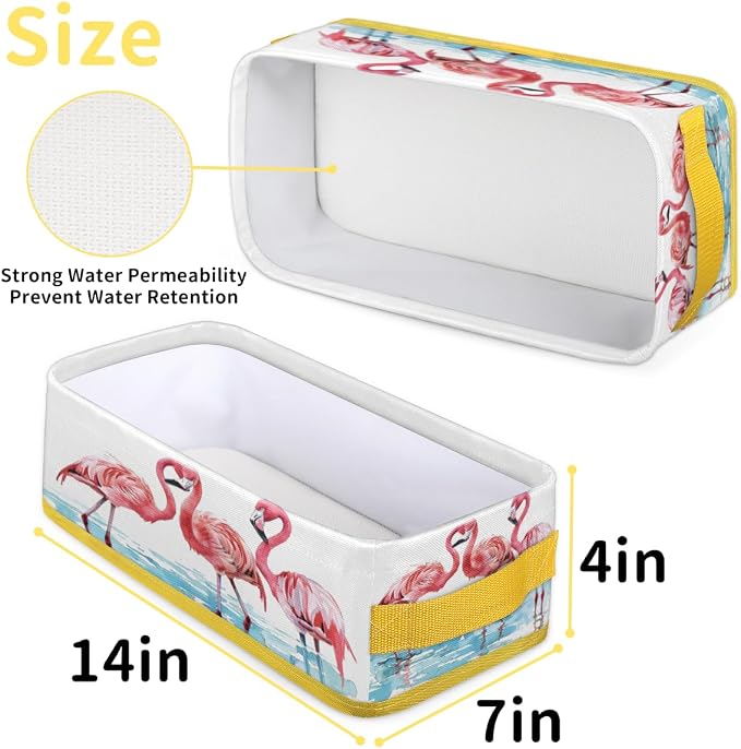 Pink Flamingo Light Blue Bathroom Storage Basket, Foldable - Image 2