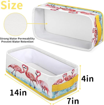 Pink Flamingo Light Blue Bathroom Storage Basket, Foldable - Image 2