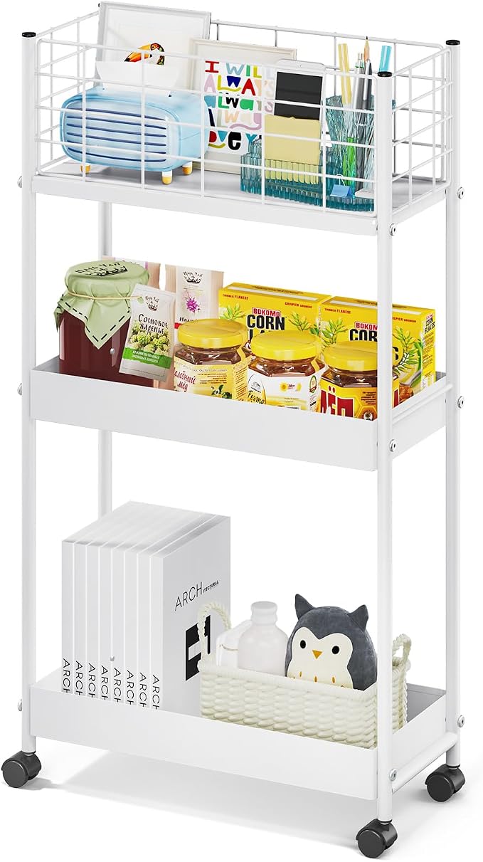 KINGRACK Slim Rolling Storage Cart 3 Tier by KINGRACK