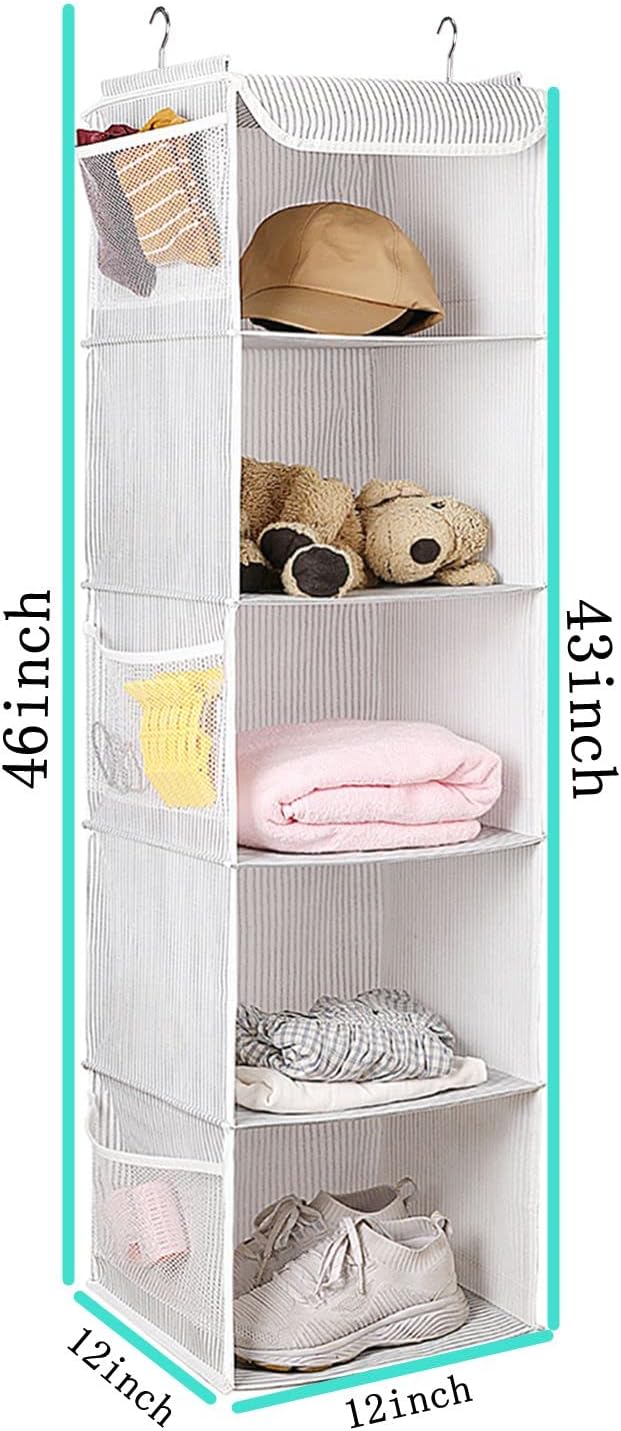 BrilliantJo 5 Shelves Hanging Closet Organizer, 2 Pack Hanging Storage - Image 3