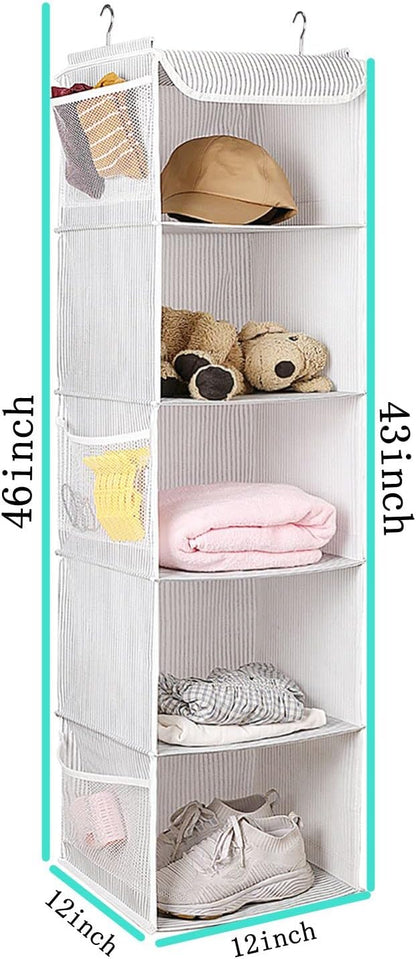 BrilliantJo 5 Shelves Hanging Closet Organizer, 2 Pack Hanging Storage - Image 3