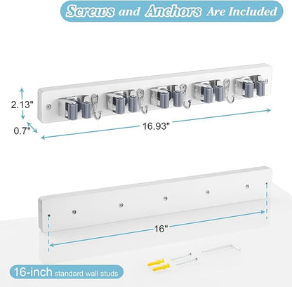 White Broom Holder Wall Mount - Image 6