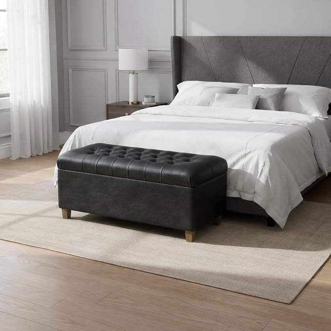HomePop 40" Button Tufted Storage Bench - Image 4