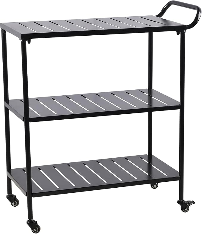 Diwhy Industrial 3 Tier Rolling Utility Storage Cart, Metal bar Cart - Image 5