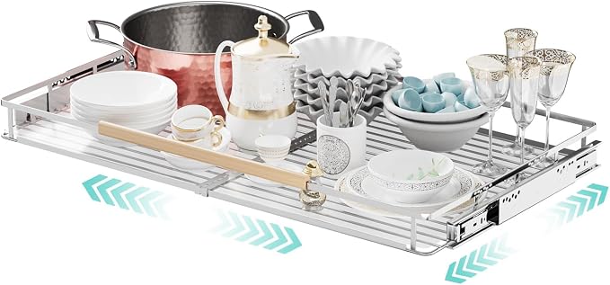 Expandable Pull Out Cabinet Organizer, Adjustable Width:23.2~39.9''W x 22.5''D by jkxoo