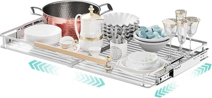 Expandable Pull Out Cabinet Organizer, Adjustable Width:23.2~39.9''W x 22.5''D by jkxoo