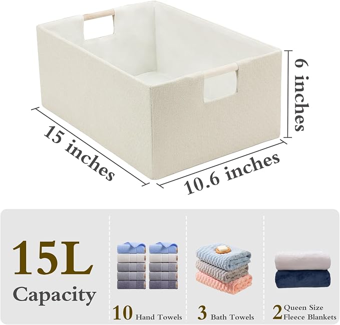 Foldable Fabric Storage Baskets Set of 2 - Image 2