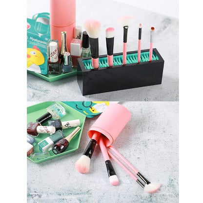 Makeup Brushes Holder Organizer, Silicone Vanity Air Drying Rack Display Storage - Image 2