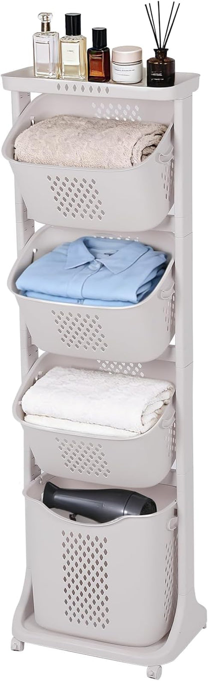 GCCSJ 4-Tier Rolling Laundry Hamper Sorter by GCCSJ