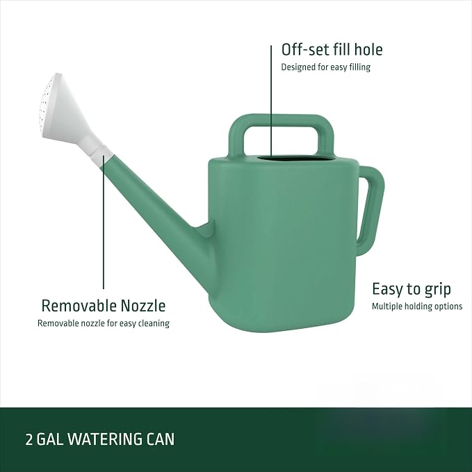 2 Gallon Resin Watering Can Green Lily – Top & Side Dual Handle - Image 3