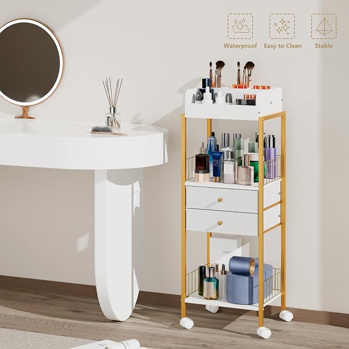 Makeup Organizer Cart Shelf Floor Skincare Organizers Make Up and Station - Image 8