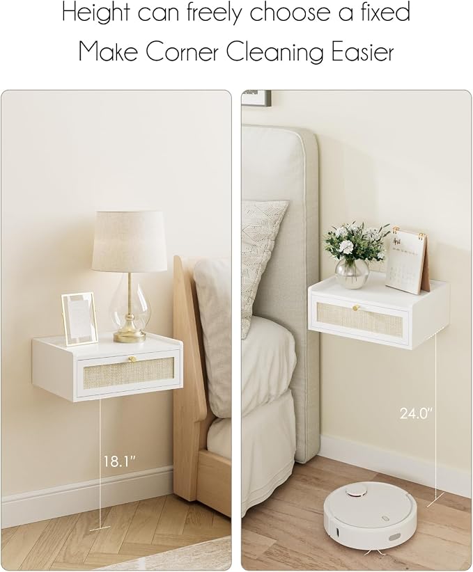 Floating Nightstand, Wall Mounted Night Stand - Image 6