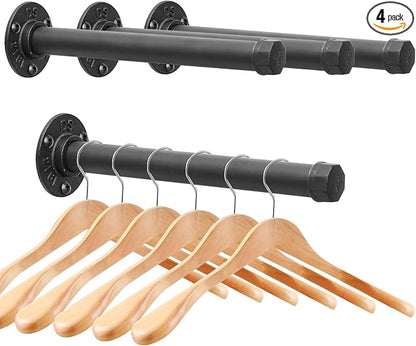 Cast Iron Wall Mounted Clothes Rack, Heavy Duty Industrial Pipe Clothing Rack by Cazzon