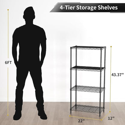 4 Tier Adjustable Storage Shelves, Heavy Duty Metal Utility Shelf 600LBS - Image 3