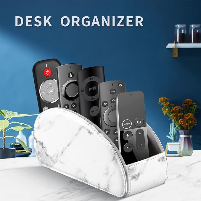 All-in-One Leather White TV Remote Holder - Image 3