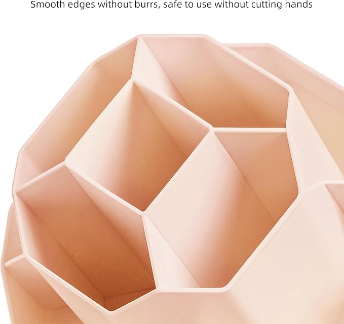360° Rotating Pink Makeup Brush Holder Organizer - Image 9