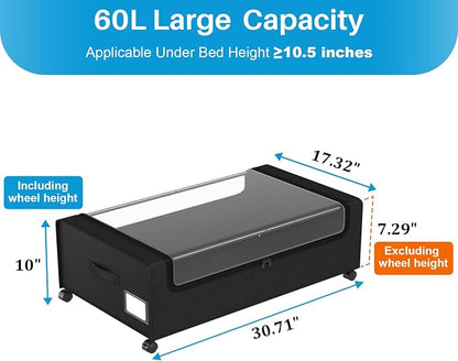 Under Bed Shoe Storage Organizer, 10 Inch Rolling Underbed Drawers - Image 2