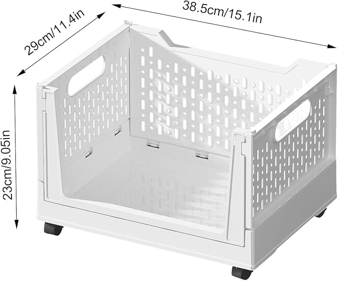 Rolling Book Cart - 40L Foldable Storage Container Mobile Basket - Image 5