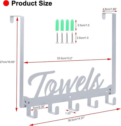 Azmoncy 2 Pack Over The Door Hooks, Towel Rack - Image 2