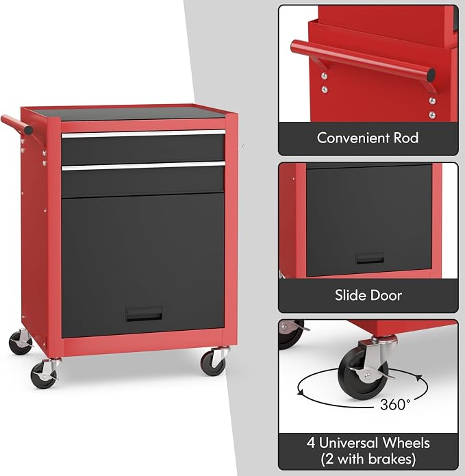 Goplus Tool Chest, 3-in-1 Rolling 6 Drawers Tool Cabinet - Image 7