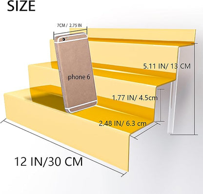 YMVV 12 IN Mirror Gold Acrylic 3 Tier Display Riser Perfume Organizer, Perfume - Image 5