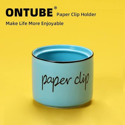 ONTUBE Farmhouse Paper Clip Holders, Ceramic Binder Clip Dispenser Organizer - Image 8