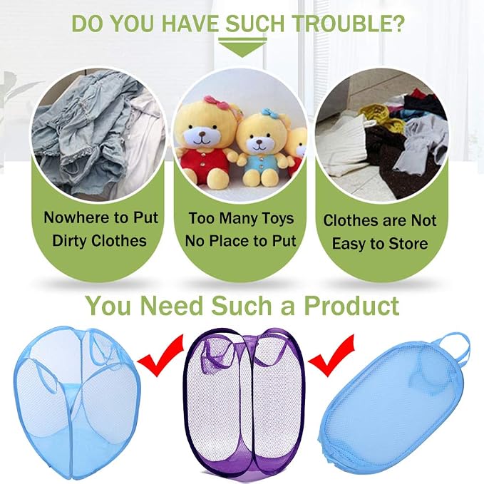 RZJZGZ Foldable Pop-Up Mesh Laundry Hamper - Image 7